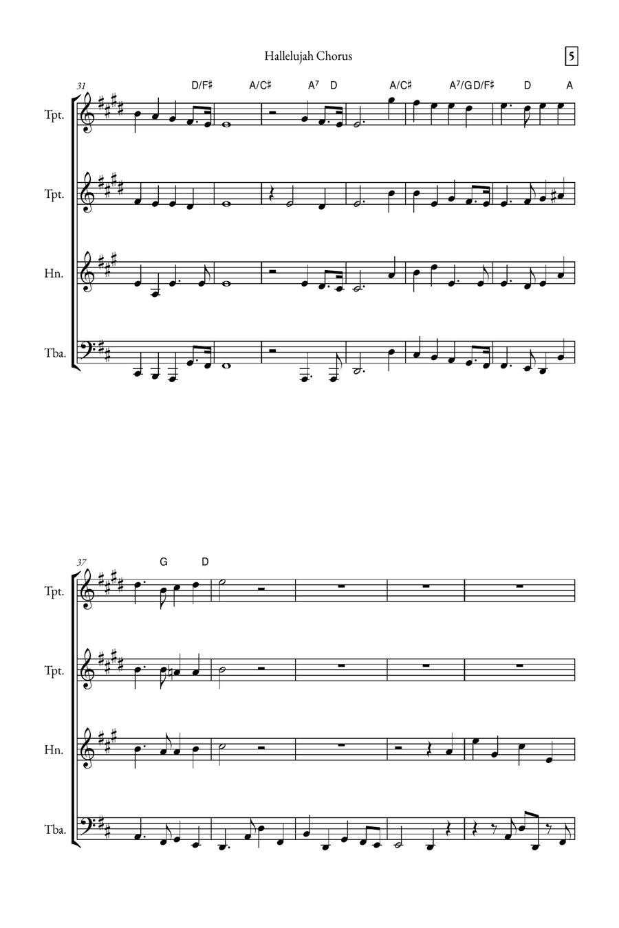 Hallelujah Chorus Brass Quartet scores gallery preview page 5