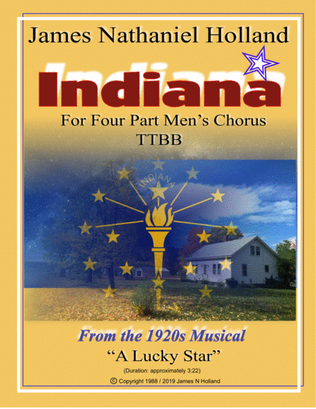 Indiana for Four Part A capella Men's Chorus (TTBB) from the musical "A Lucky Star"