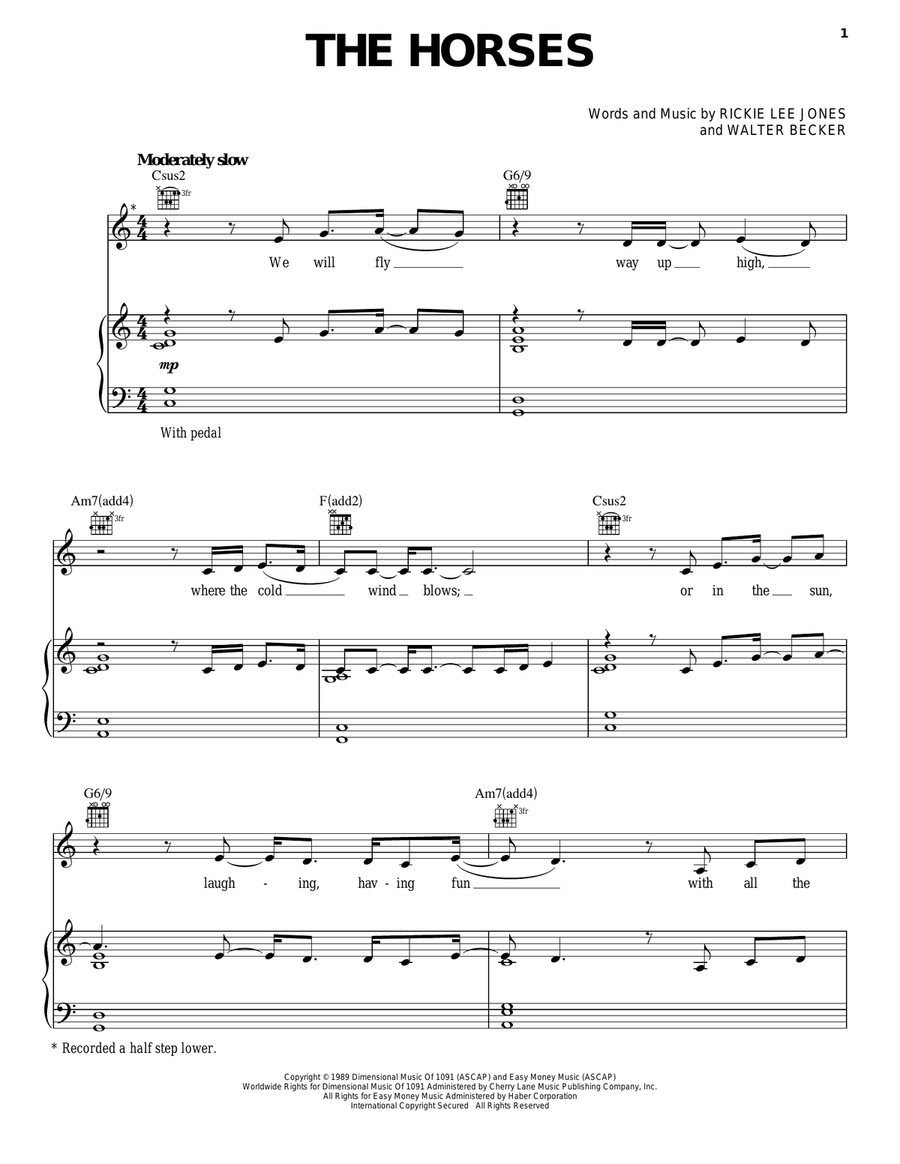 The Horses Piano, Vocal, Guitar scores gallery preview page 1