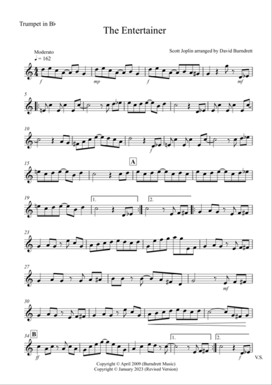The Entertainer for Trumpet and Piano Trumpet Solo scores gallery preview page 3
