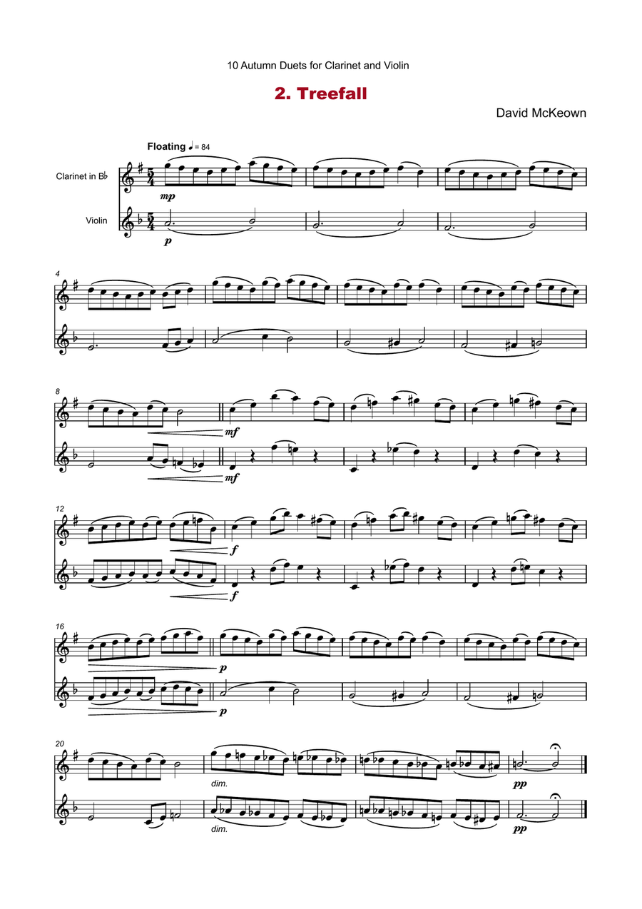 10 Autumn Duets for Clarinet and Violin Chamber Music scores gallery preview page 4