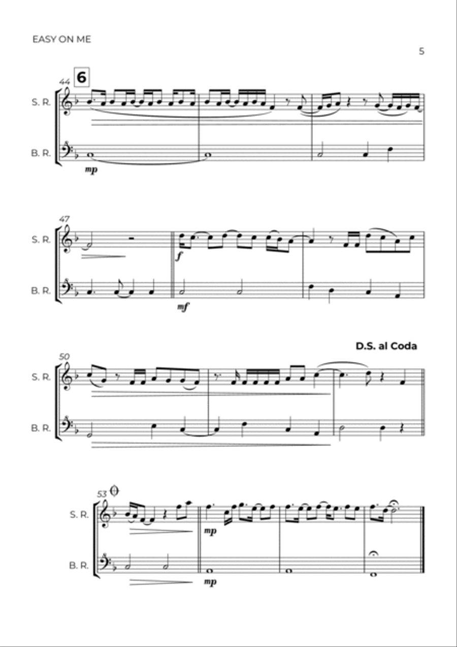 Easy On Me Woodwind Duet scores gallery preview page 5