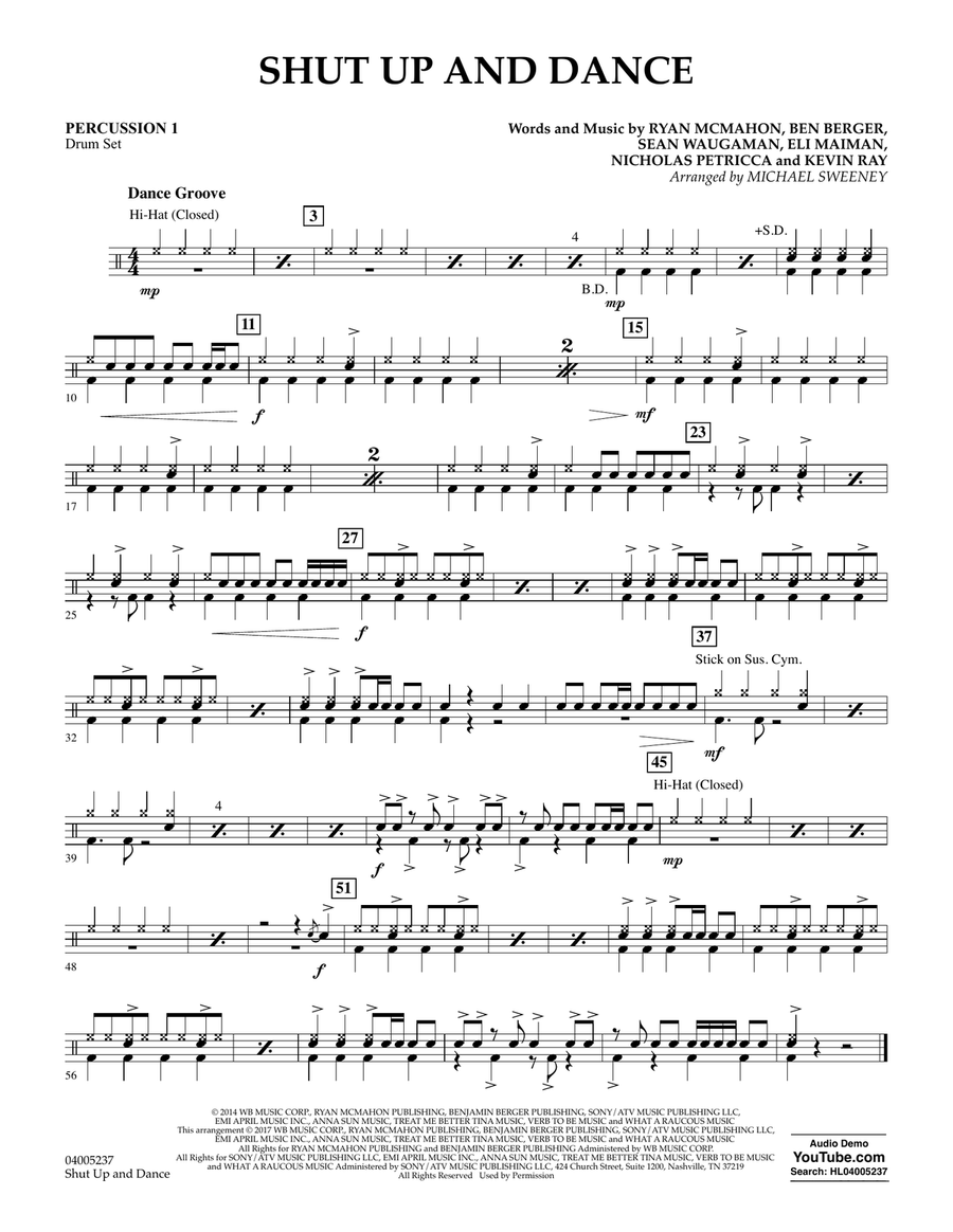 Shut Up and Dance - Percussion 1 Concert Band scores gallery preview page 1