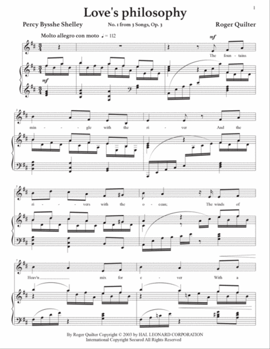 Love's Philosophy, Op. 3, No. 1 Voice scores gallery preview page 2