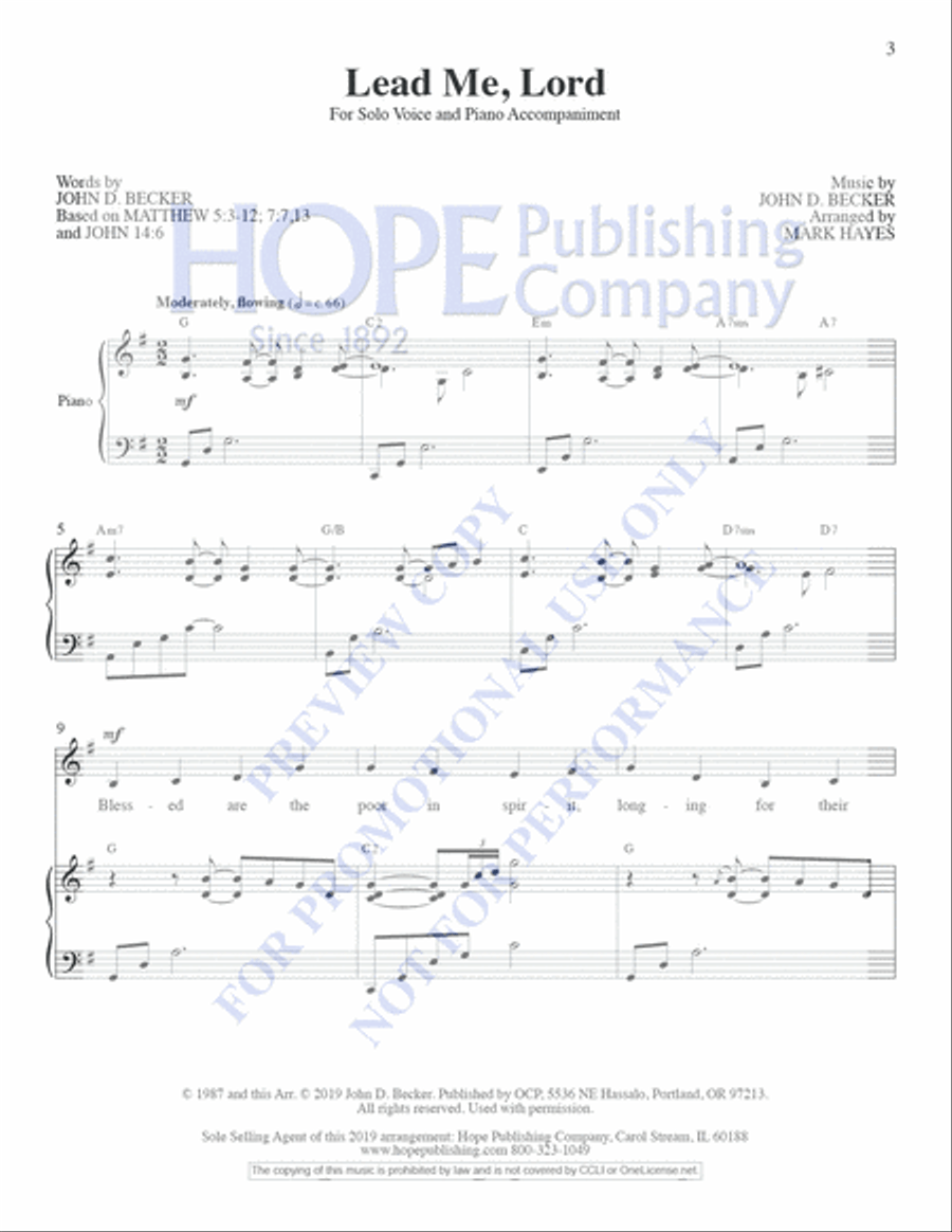 Lead Me, Lord Voice Solo scores gallery preview page 3