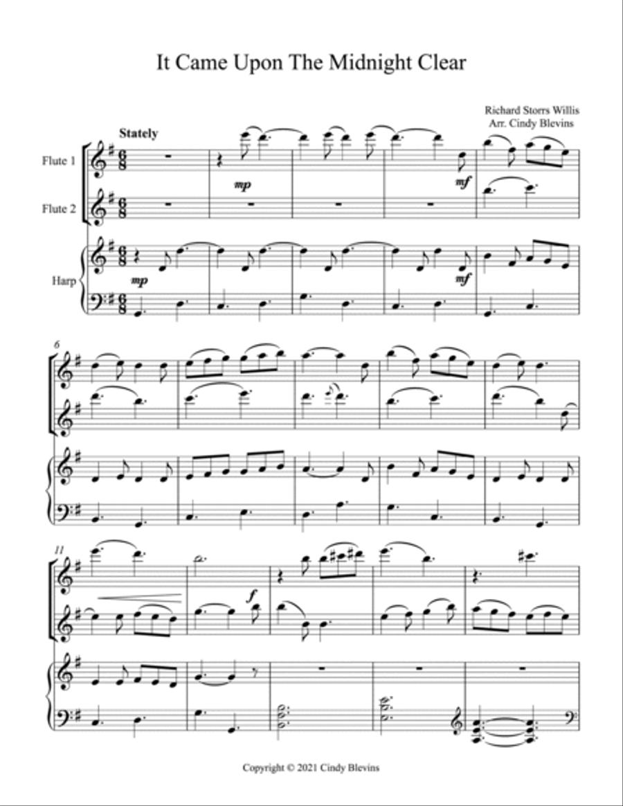 It Came Upon the Midnight Clear, Two Flutes and Harp It Came Upon the Midnight Clear, Two Flutes and Harp Flute Duet scores gallery preview page 2