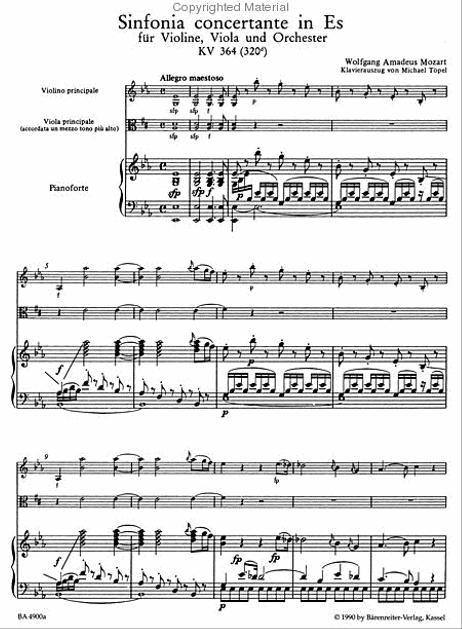 Sinfonia Concertante In Eb Major K. 364 Viola scores gallery preview page 2