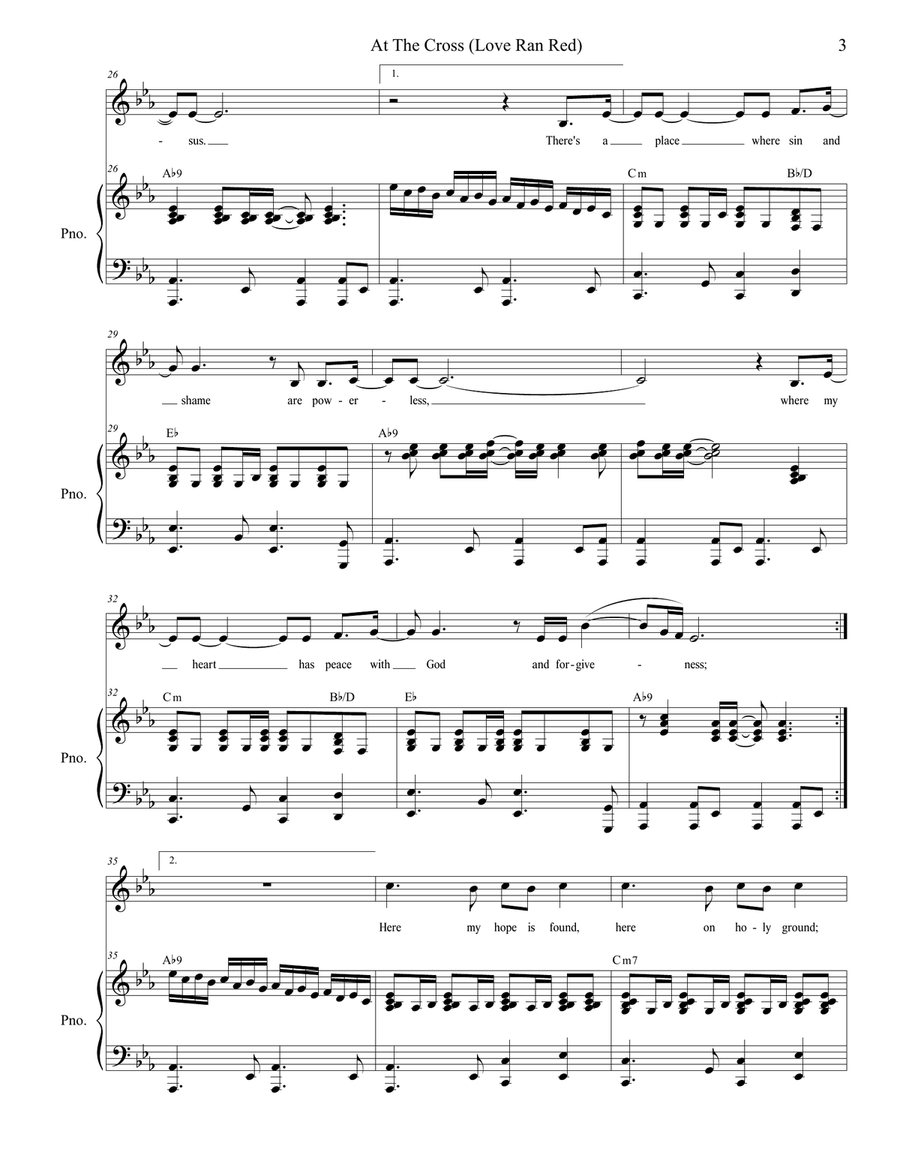 At The Cross (love Ran Red) Piano, Vocal scores gallery preview page 3