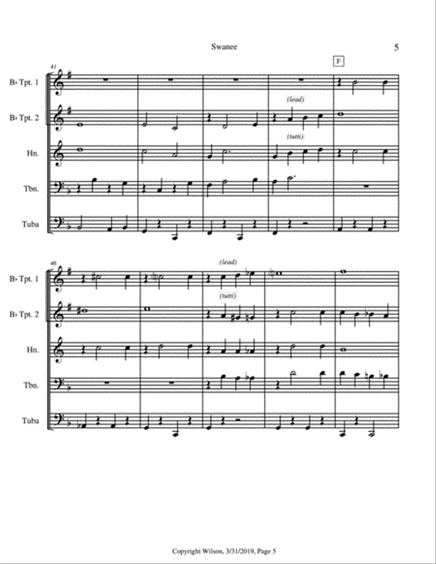 Swanee Brass Quintet scores gallery preview page 6
