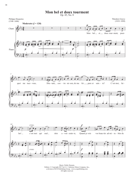 Op. 45, No. 8: Mon bel et doux tourment from Songs of Gouvy, V2 (Downloadable)