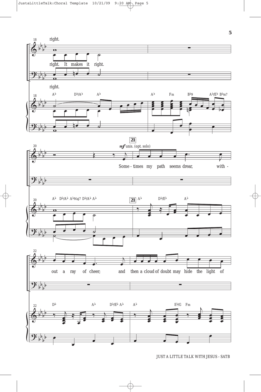 Just A Little Talk With Jesus 4-Part scores gallery preview page 4