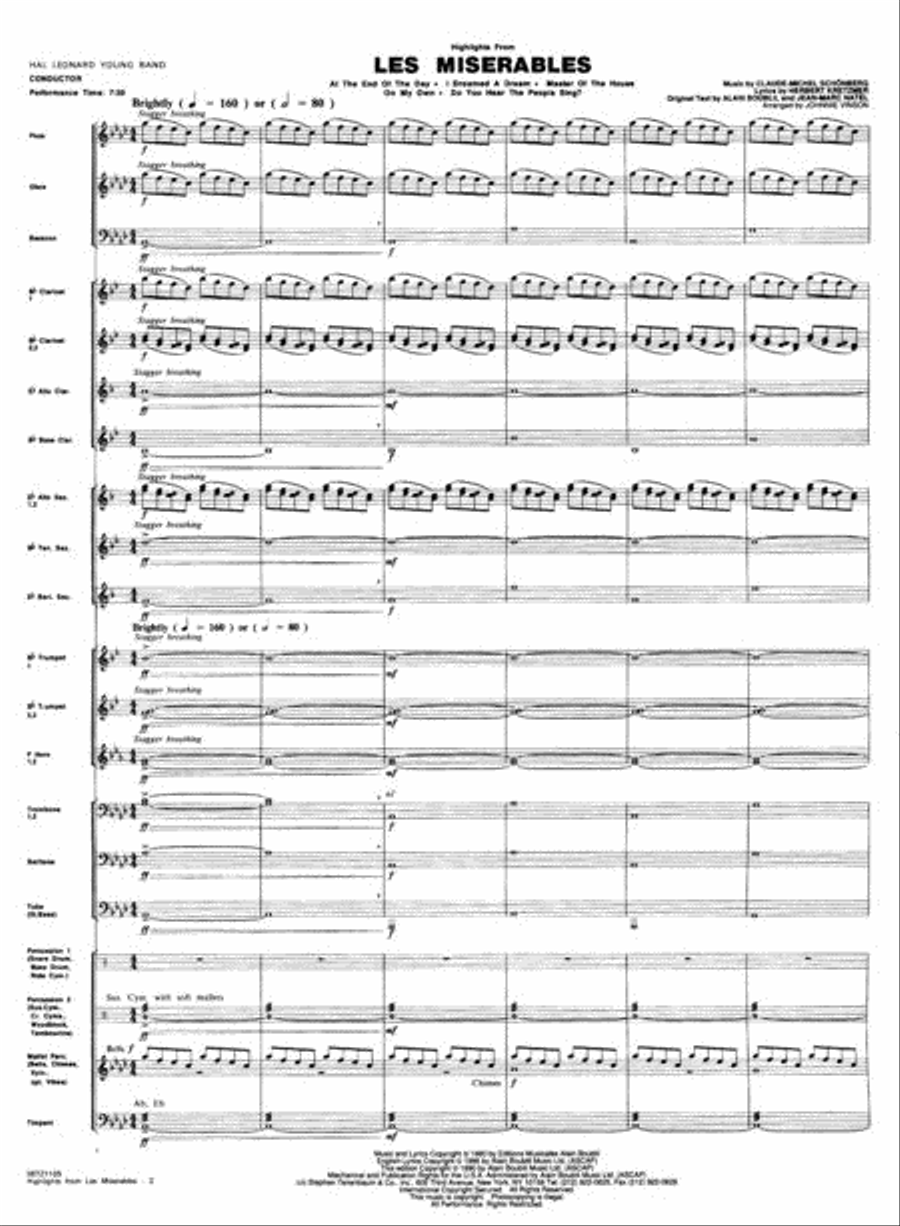 Highlights from Les Misérables Concert Band scores gallery preview page 2