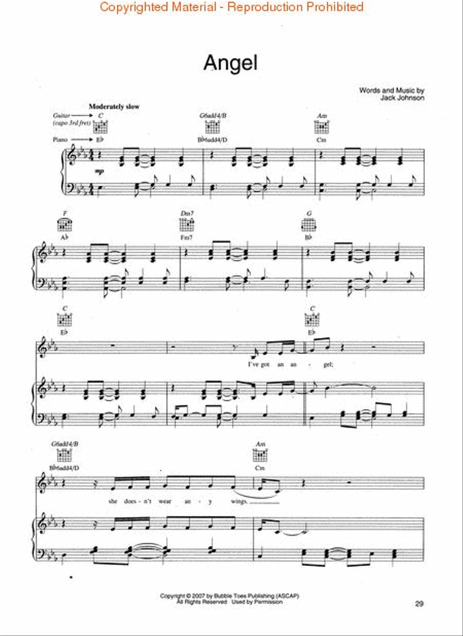 Jack Johnson - Sleep Through the Static Piano, Vocal, Guitar scores gallery preview page 4