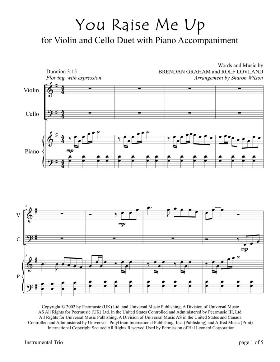 You Raise Me Up Piano Trio scores gallery preview page 3