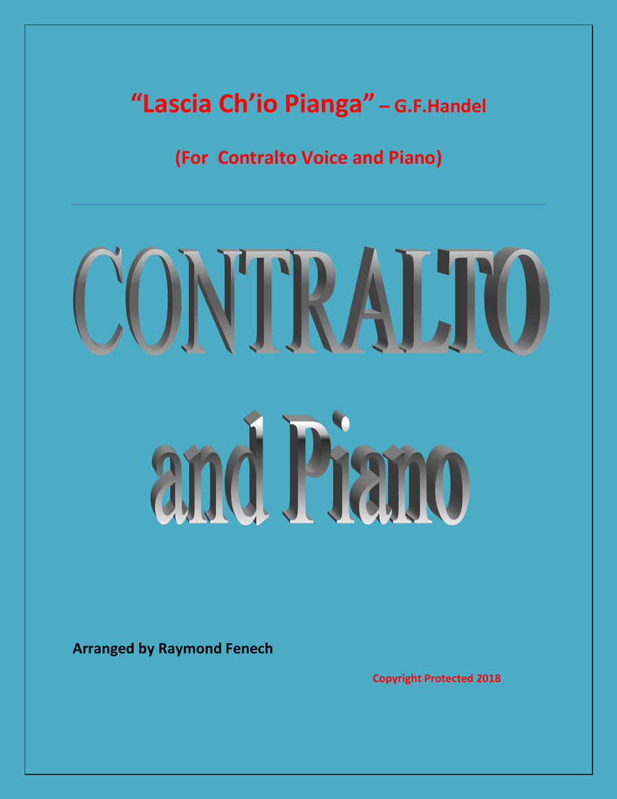Lascia Ch'io Pianga - From Opera 'Rinaldo' - G.F. Handel ( Contralto Voice and Piano) Alto Voice scores gallery preview page 1