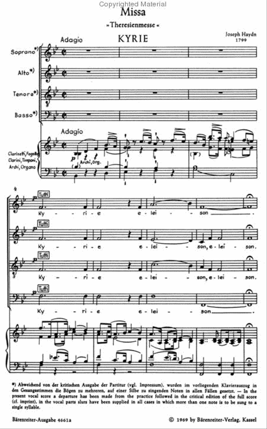 Missa B flat major Hob.XXII:12 'Theresa Mass' 4-Part scores gallery preview page 2