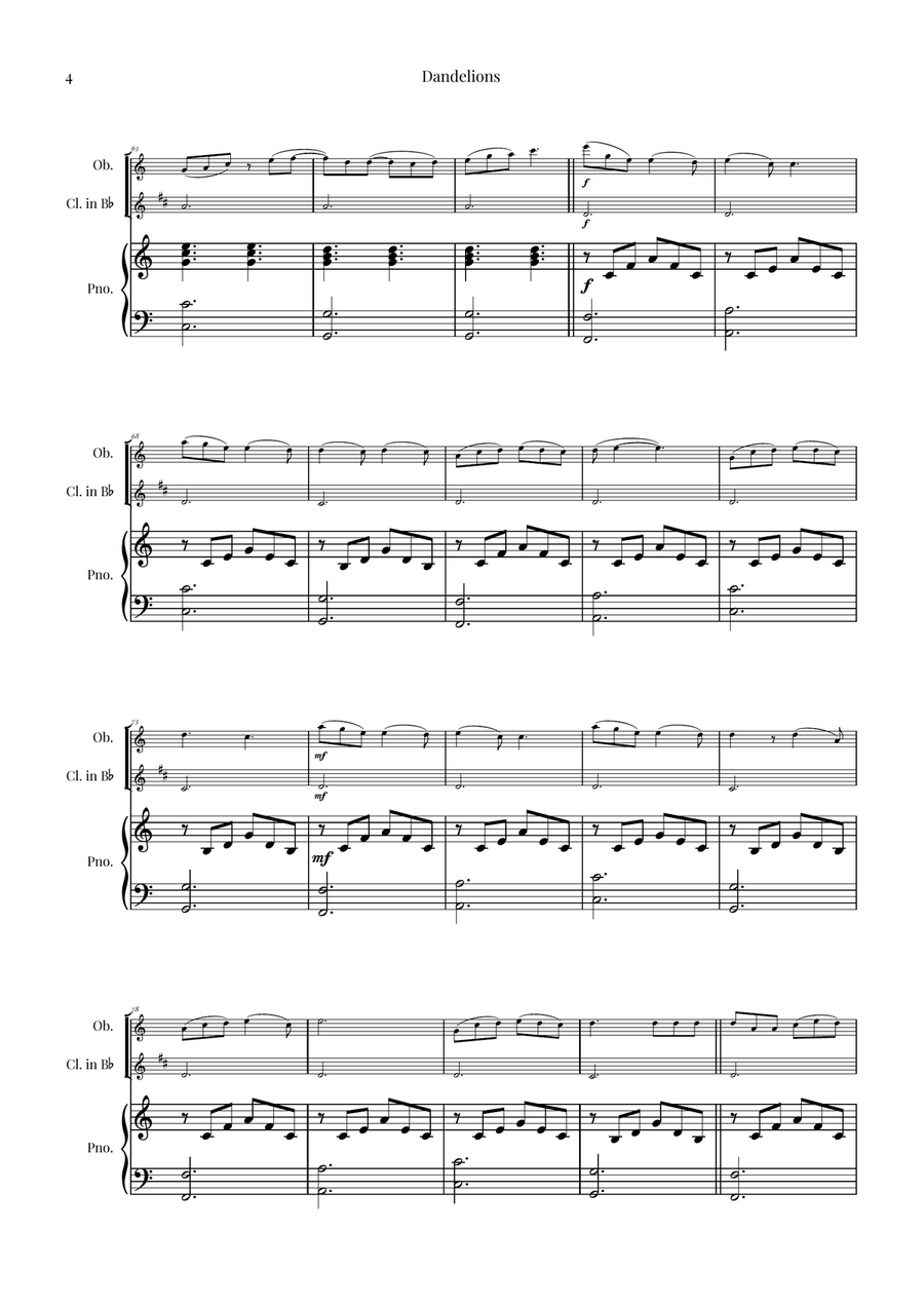 Dandelions Woodwind Duet scores gallery preview page 4