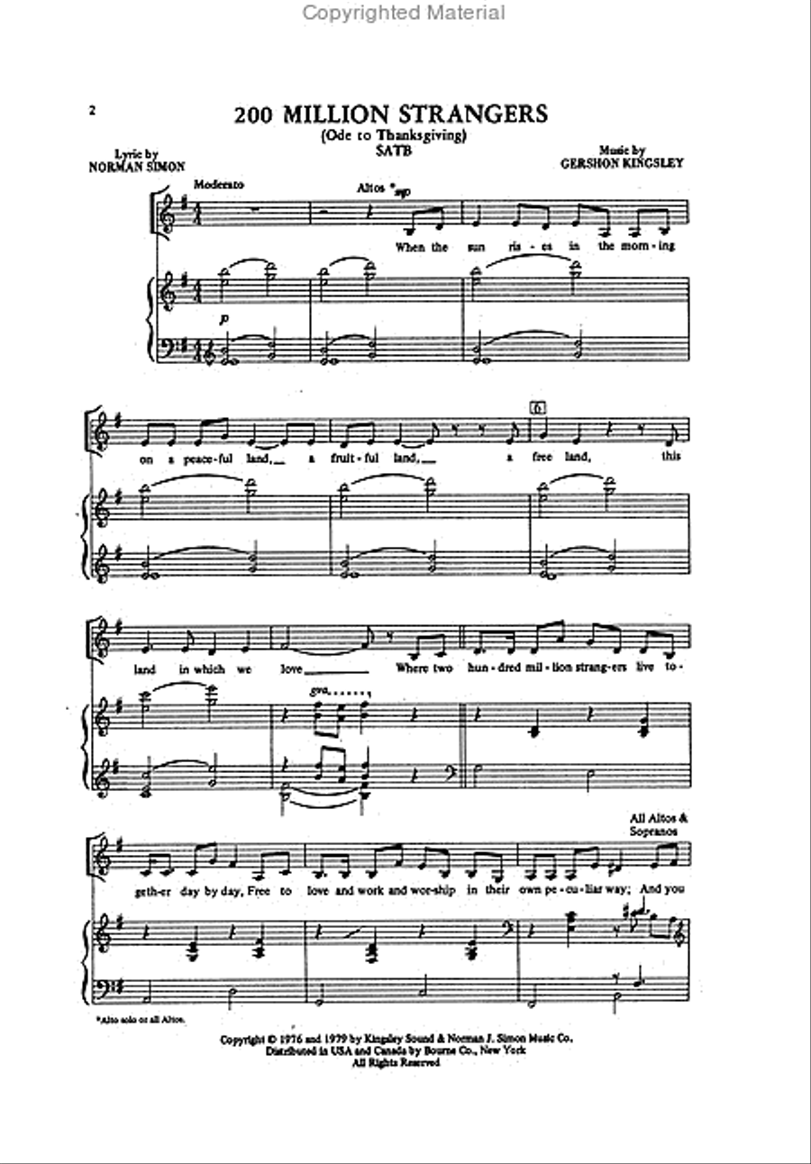 Two Hundred Million Strangers 4-Part scores gallery preview page 2