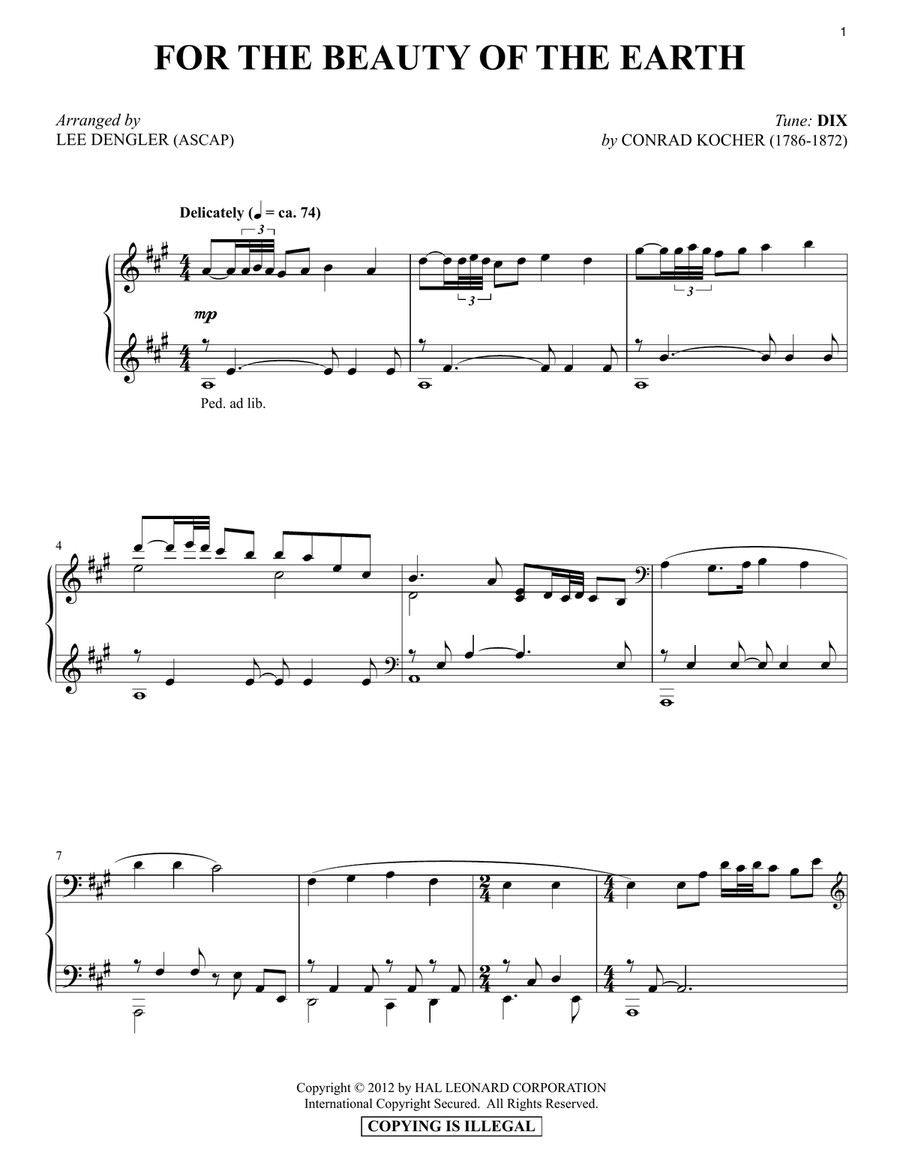 For The Beauty Of The Earth Piano Solo scores gallery preview page 1