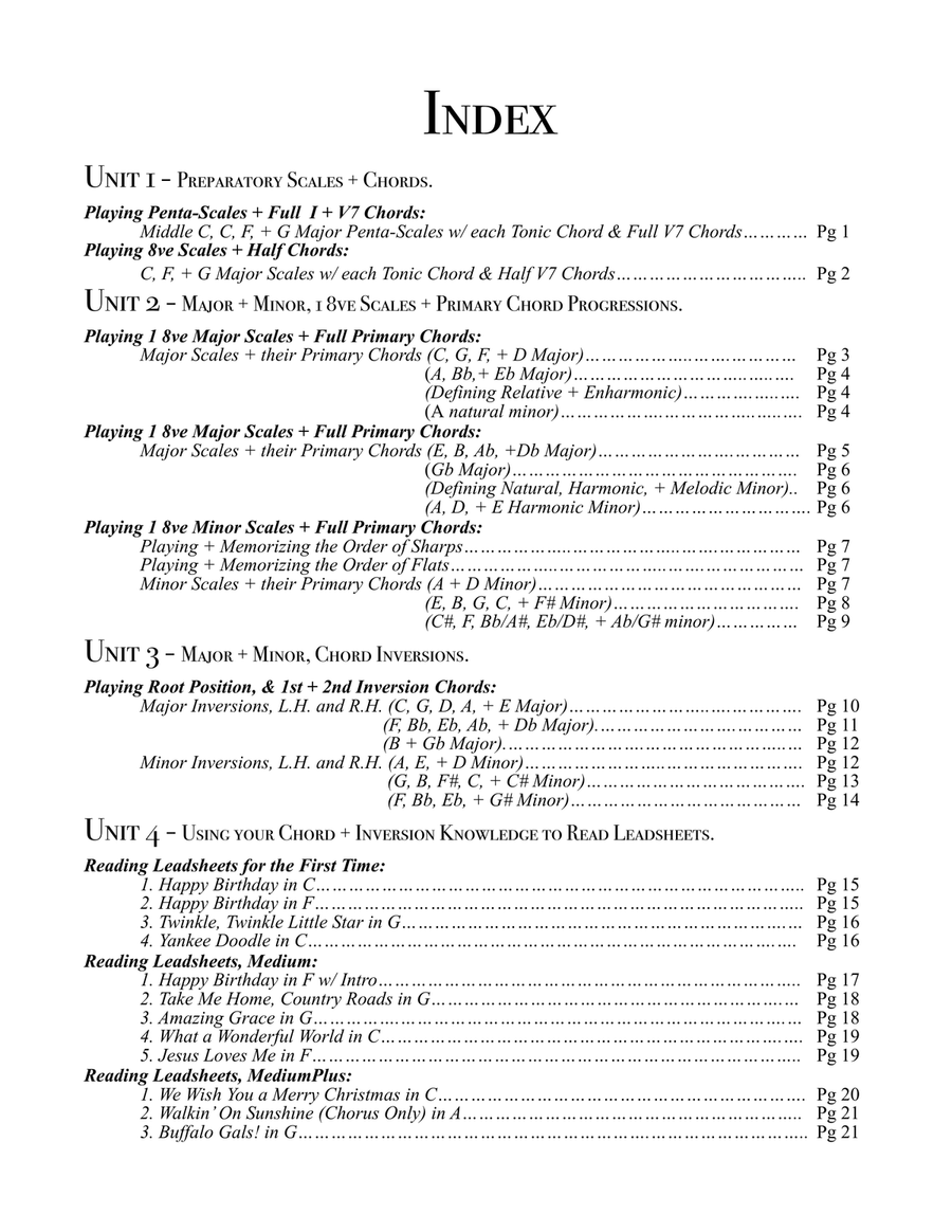 Chords, Scales, and Leadsheets. Book 1 Piano Method scores gallery preview page 3