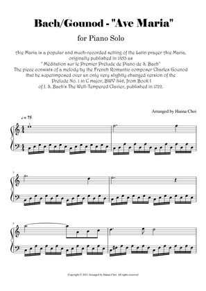 Bach/Gounod "Ave Maria " [for PianoSolo ]