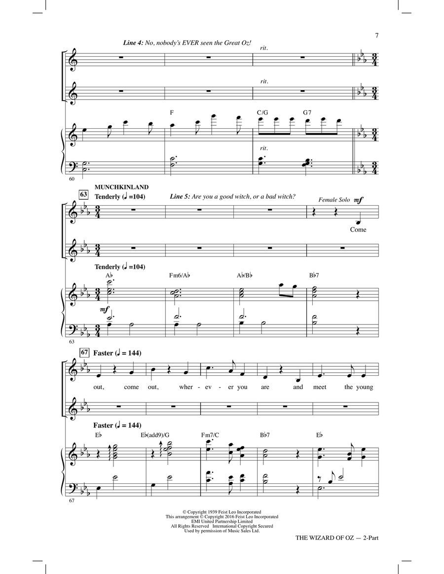 The Wizard of Oz (Choral Medley) 2-Part scores gallery preview page 6