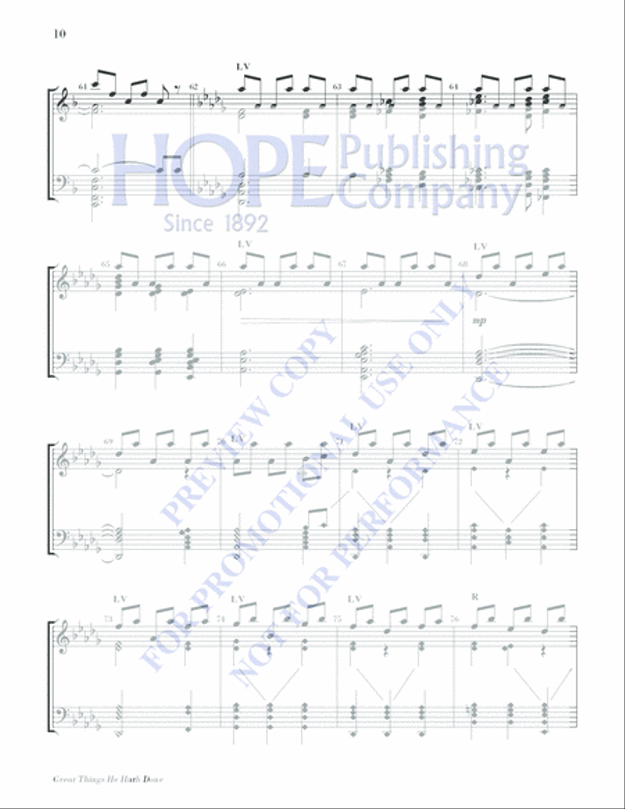Great Things He Hath Done Handbell Choir scores gallery preview page 10