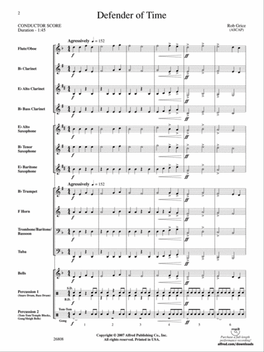 Defender of Time Concert Band scores gallery preview page 2