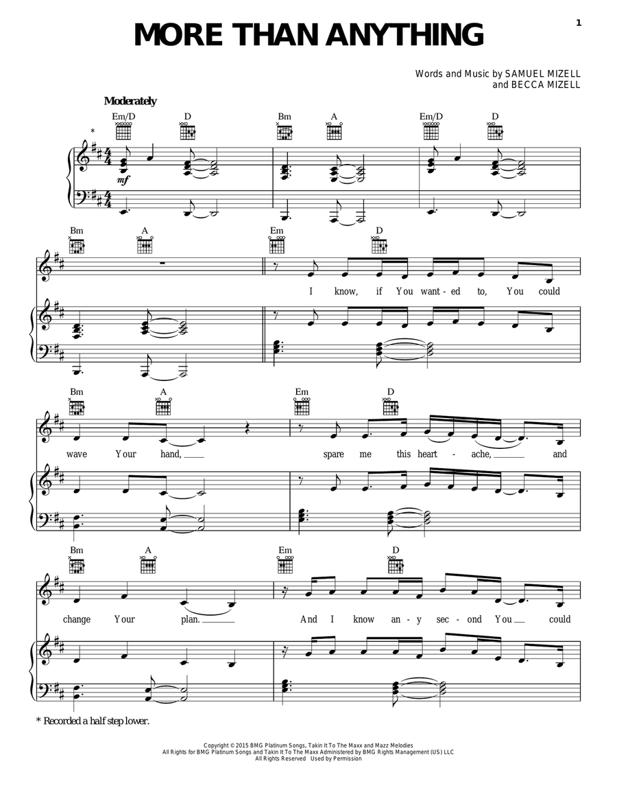 More Than Anything Piano, Vocal, Guitar scores gallery preview page 1