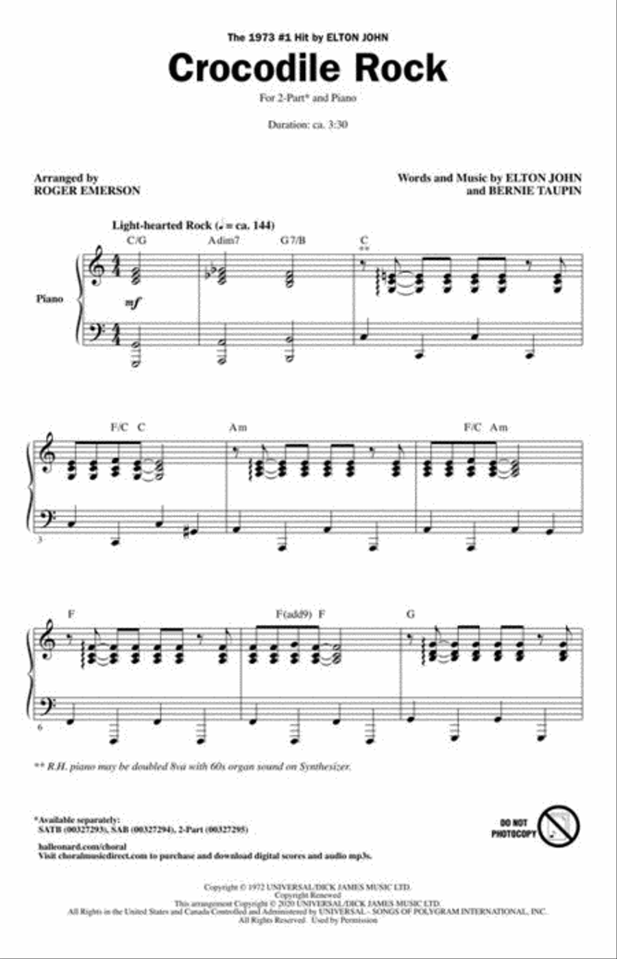 Crocodile Rock 2-Part scores gallery preview page 3
