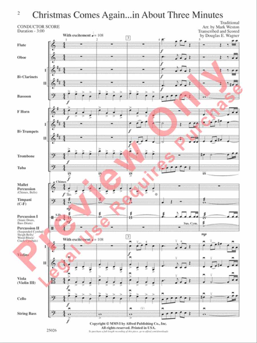 Christmas Comes Again . . . in About Three Minutes Full Orchestra scores gallery preview page 3