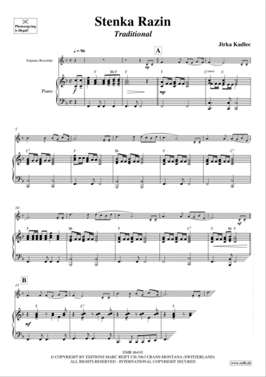 Stenka Razin Soprano Recorder scores gallery preview page 3