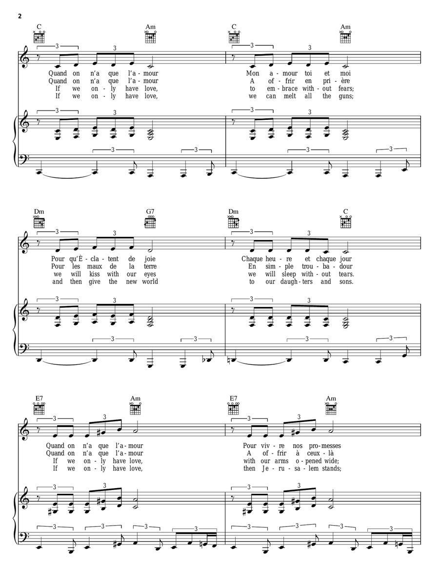 If We Only Have Love (Quand On N'a Que L'amour) Guitar scores gallery preview page 2