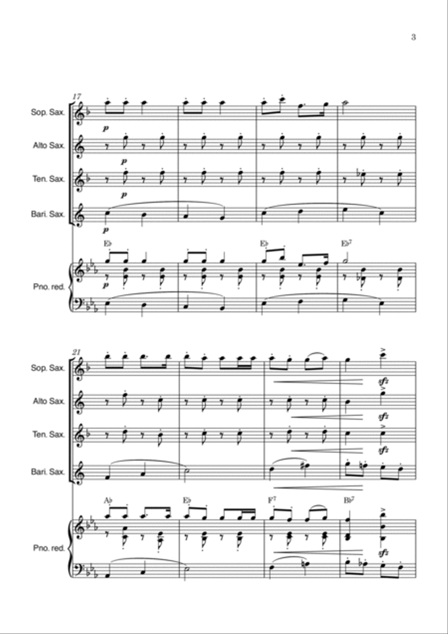 Jingle Bells Saxophone Quartet scores gallery preview page 3