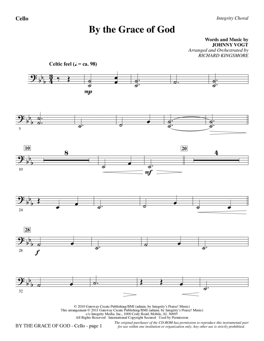 By The Grace Of God - Cello Choir scores gallery preview page 1