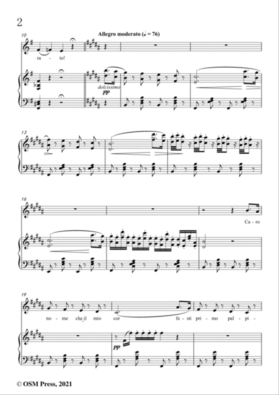 Verdi-Caro nome che il mio cor,in B Major Voice scores gallery preview page 4