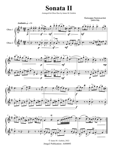 Sammartini: Sonata Op.1 No.2 for Oboe Duo image number null