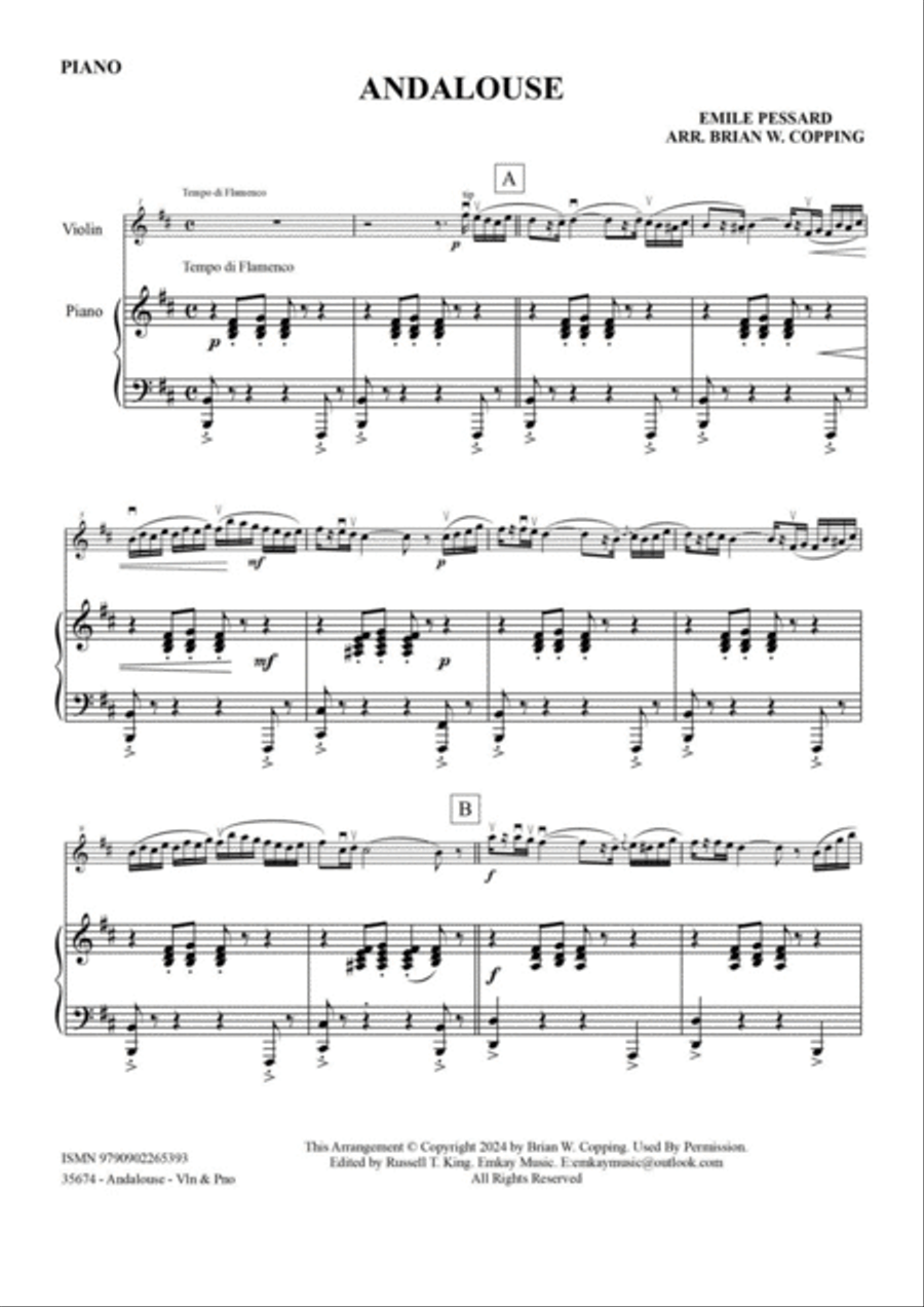 ANDALOUSE – VIOLIN & PIANO Violin Solo scores gallery preview page 2