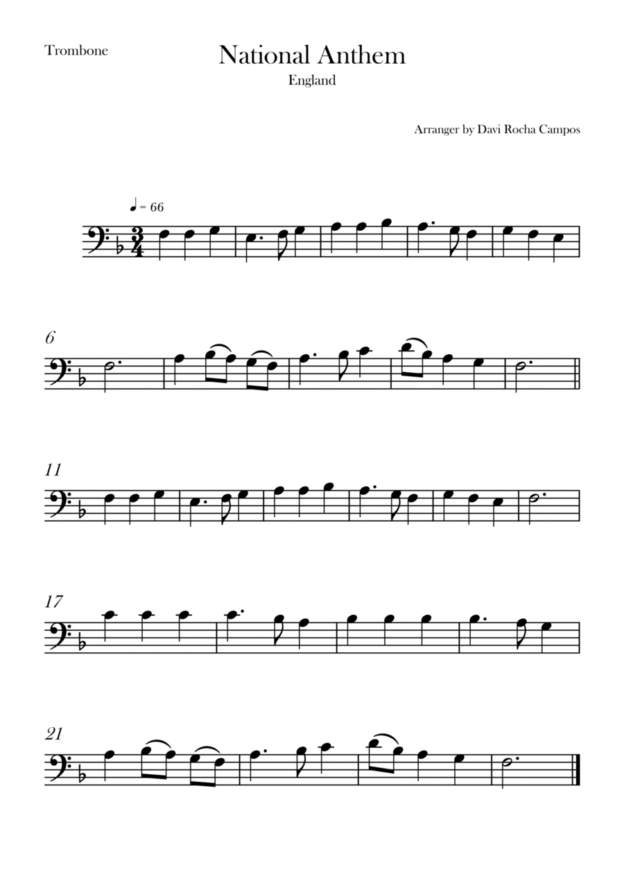National Anthem National Anthem Trombone Solo scores gallery preview page 1
