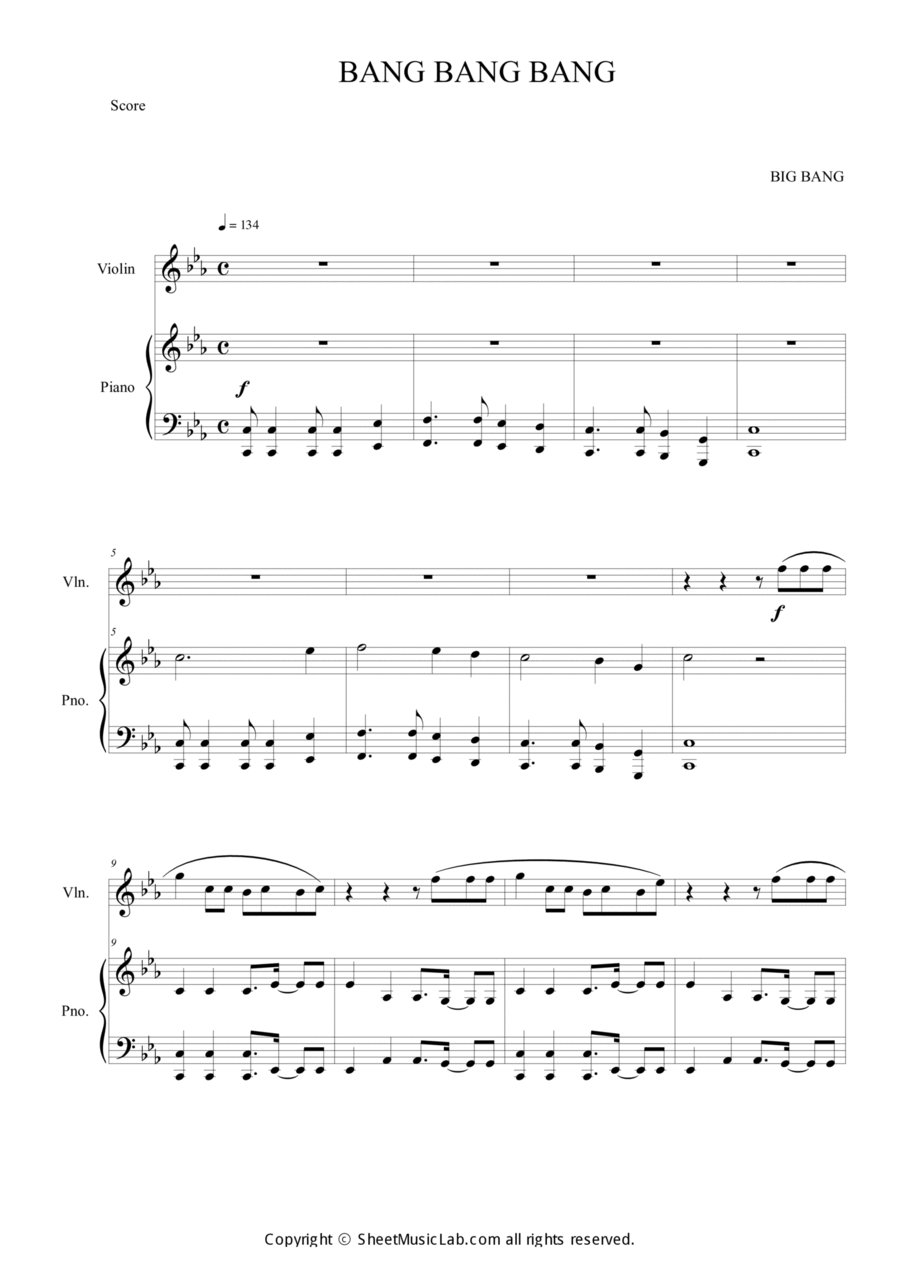Bang Bang Bang Bang Bang Bang Violin Solo scores gallery preview page 1