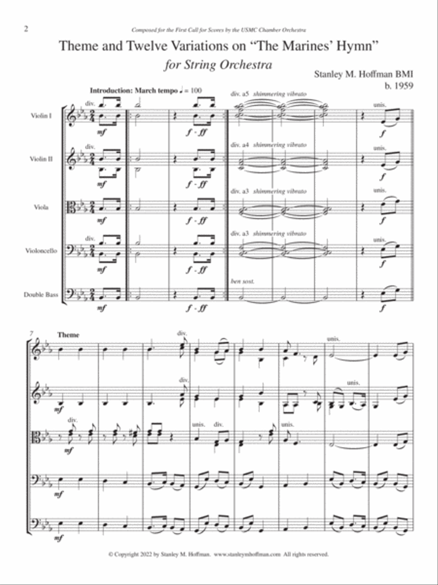 Theme and Twelve Variations on “The Marine Hymn