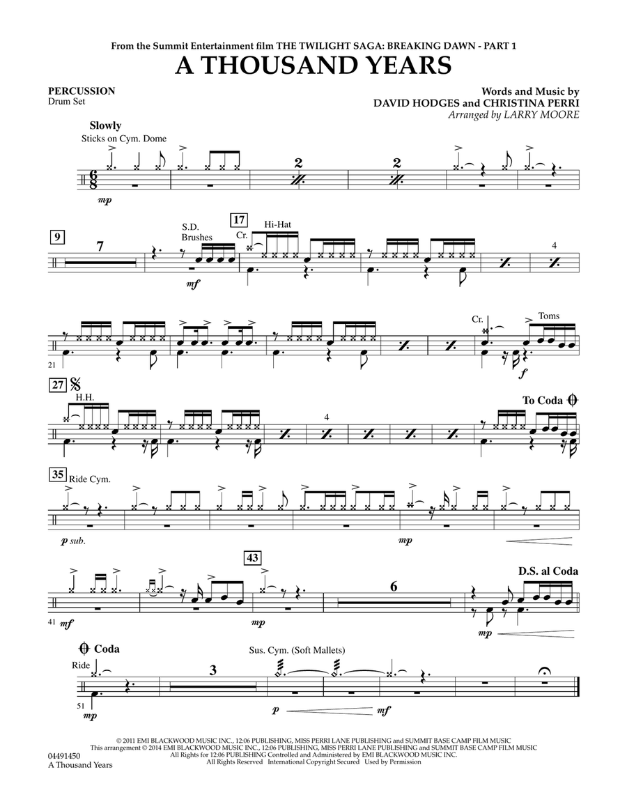 A Thousand Years - Percussion Orchestra scores gallery preview page 1
