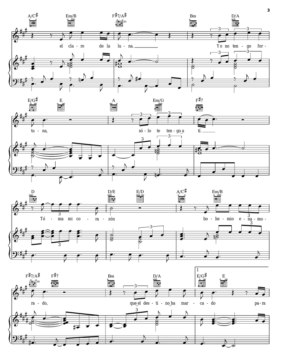 Bohemio Enamorado Bohemio Enamorado Piano, Vocal, Guitar scores gallery preview page 3