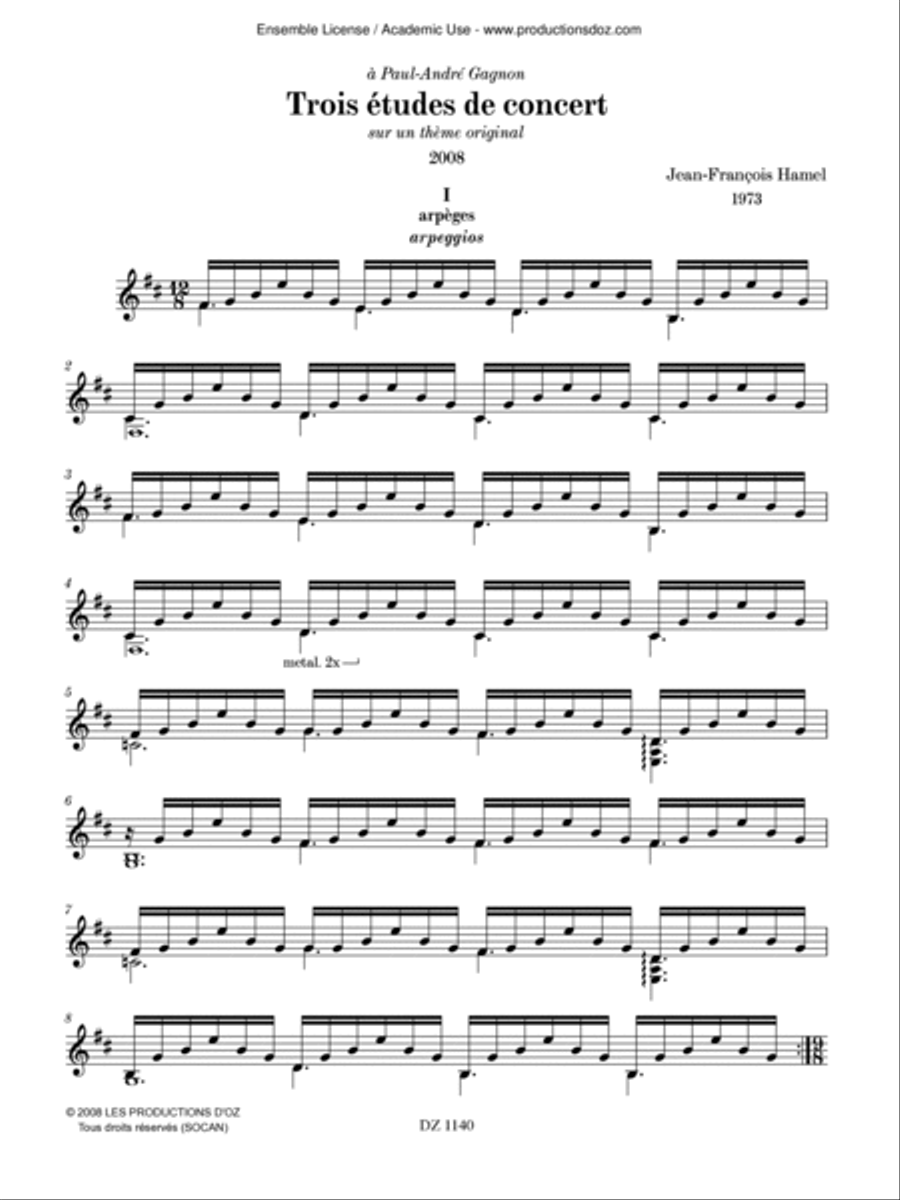 Trois études de concert Classical Guitar scores gallery preview page 2