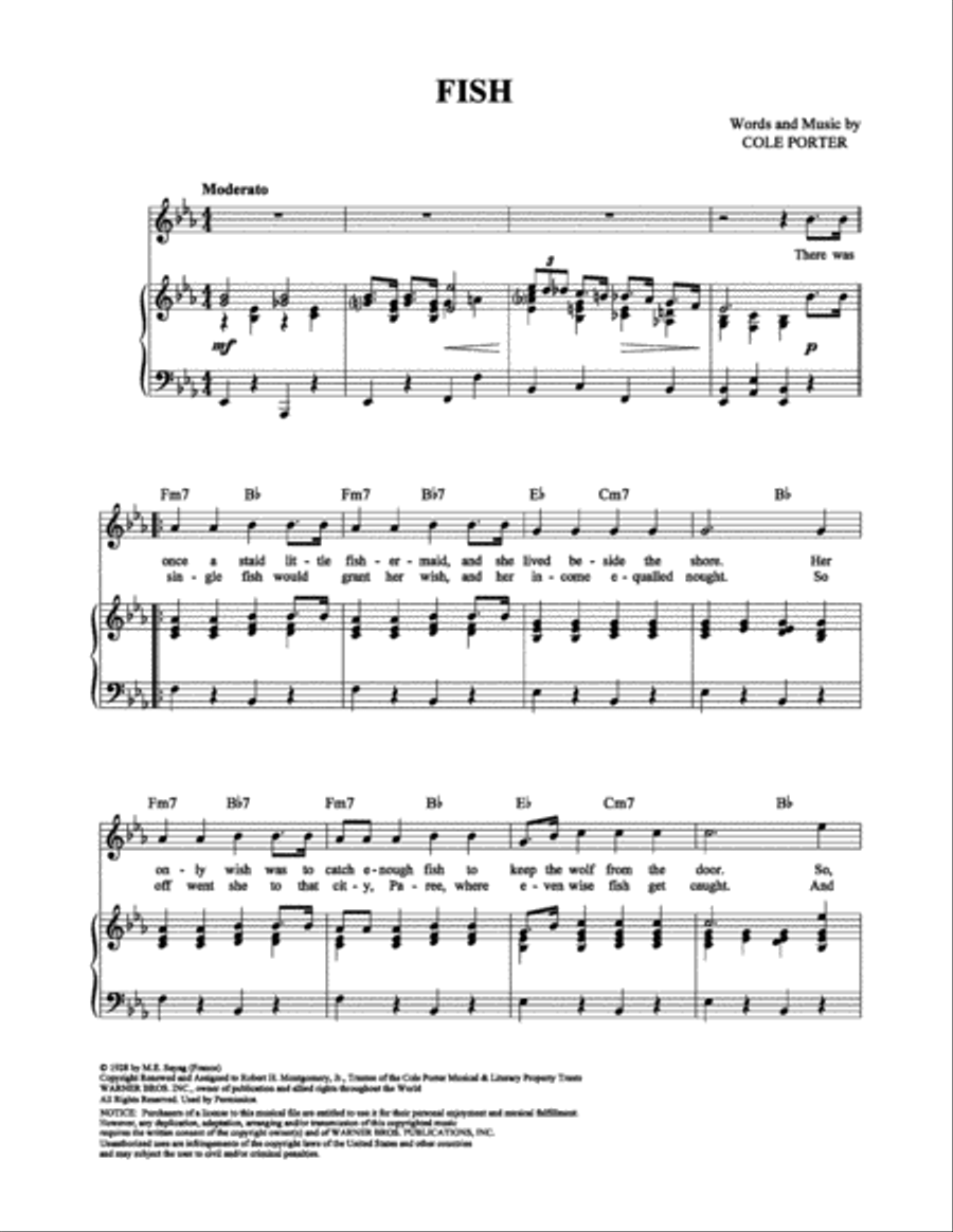 Fish Fish Piano, Vocal, Guitar scores gallery preview page 1