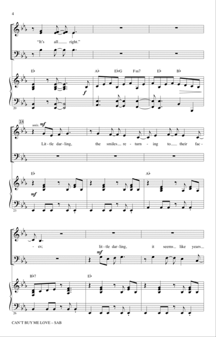Can't Buy Me Love (Medley of Hits by The Beatles) (arr. Audrey Snyder) 3-Part scores gallery preview page 3
