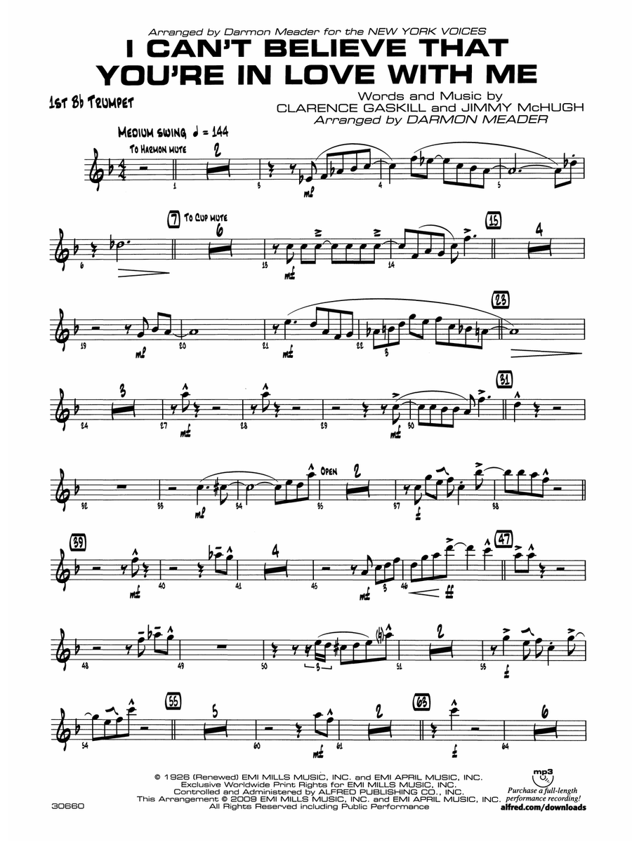 I Can't Believe That You're in Love with Me: 1st B-flat Trumpet