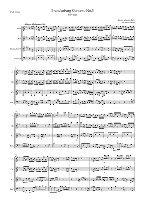 Brandenburg Concerto No. 3 in G major, BWV 1048 1st Mov. (J.S. Bach) for Woodwind Quartet