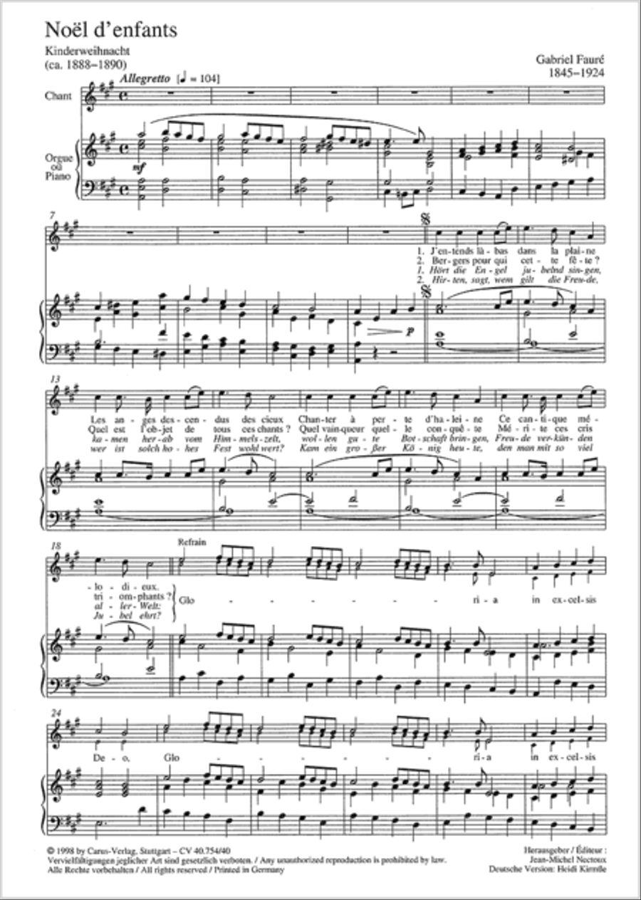 Faure: Noel d'enfants; Il est ne le devin enfant Score scores gallery preview page 6
