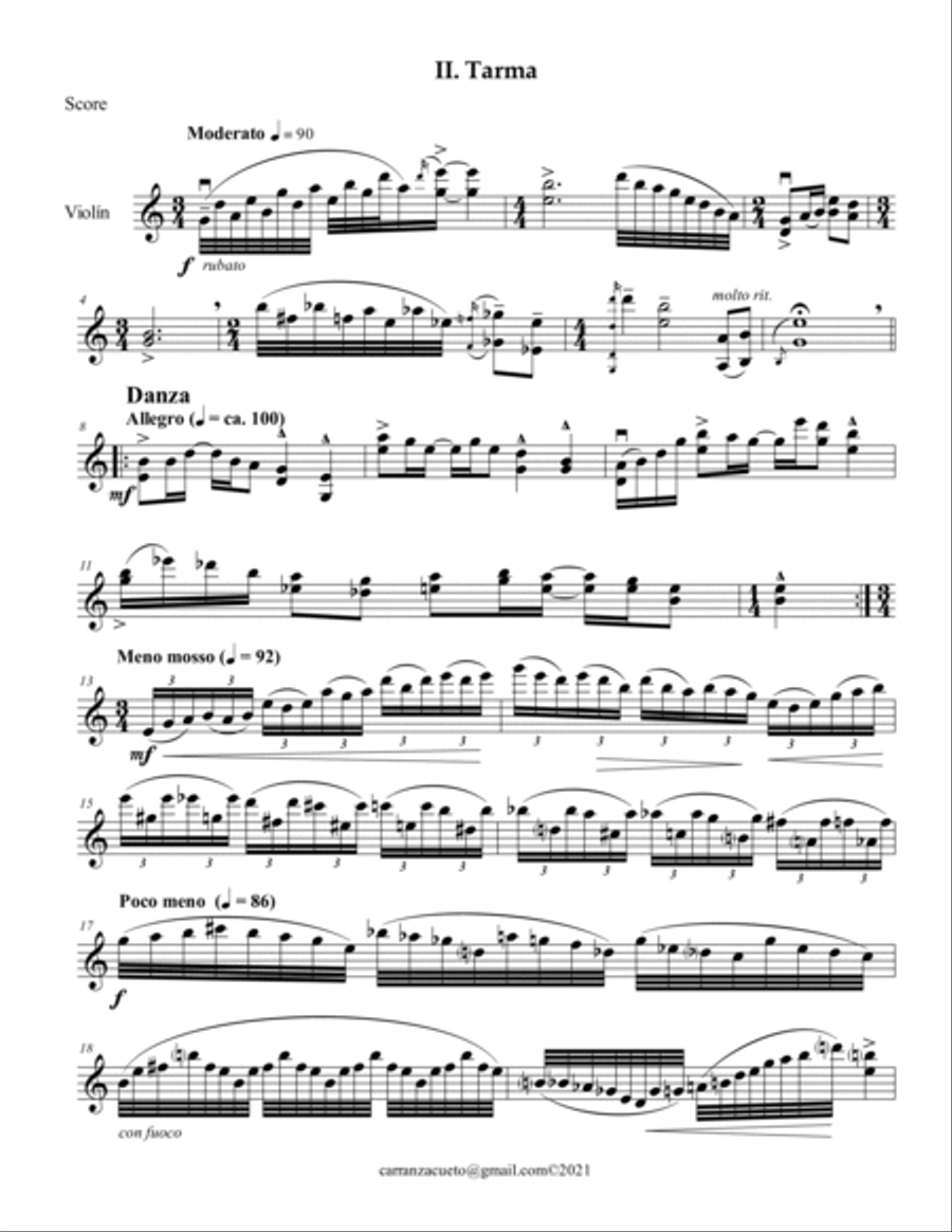 Tres Paisajes Peruanos Op. 23 for violin solo Violin Solo scores gallery preview page 4